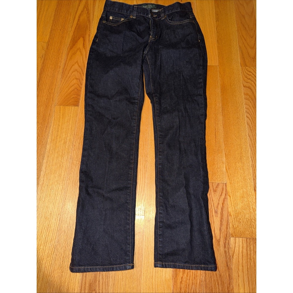 Ralph Lauren Jeans Co. Women's 4P Petite Slim Straight Denim Dark Blue Jeans